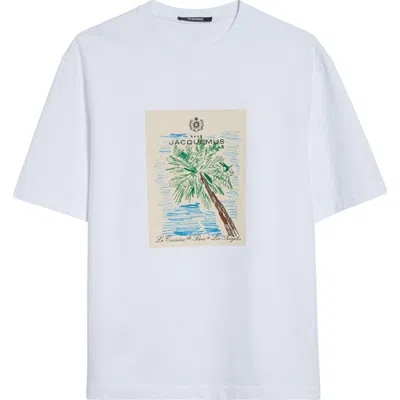 Jacquemus 'le T-shirt Marino' White Crewneck T-shirt With Maxi Print On The Front