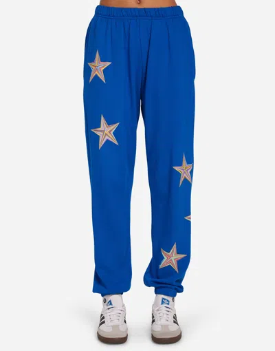 Lauren Moshi Chantria Color Pinwheel Stars Sweatpant In Vibrant Blue