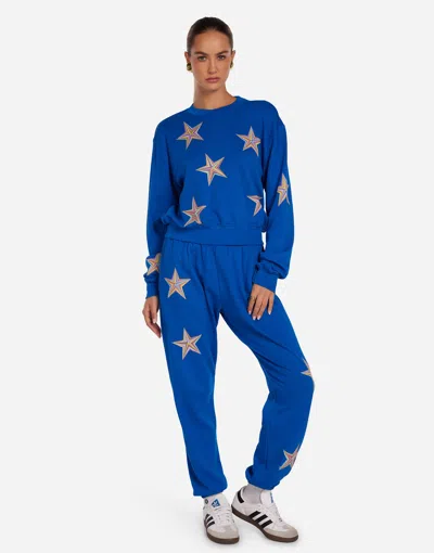 Lauren Moshi Chantria Color Pinwheel Stars Sweatpant In Vibrant Blue