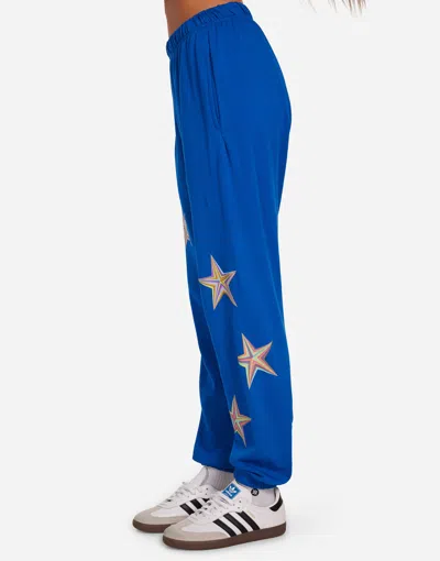 Lauren Moshi Chantria Color Pinwheel Stars Sweatpant In Vibrant Blue