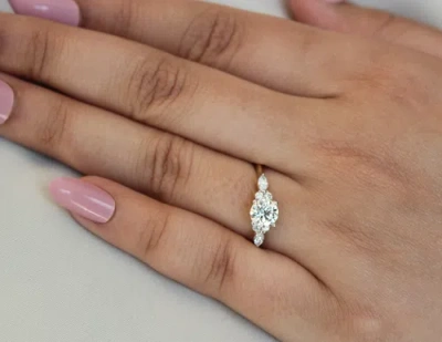 Luvmyjewelry Elora 14k Gold Round & Marquise Cut Lab Grown Diamond Engagement Ring In 14k Yellow Gold