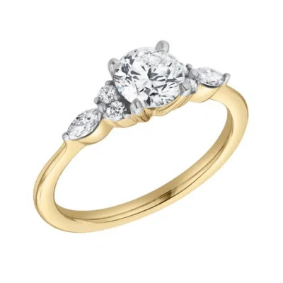 Luvmyjewelry Elora 14k Gold Round & Marquise Cut Lab Grown Diamond Engagement Ring In 14k Yellow Gold
