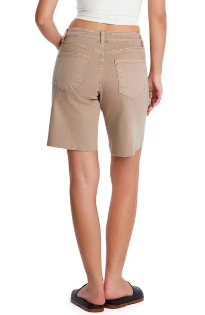 Hint Of Blu Cool Summer Raw Hem Long Denim Shorts In Fungi