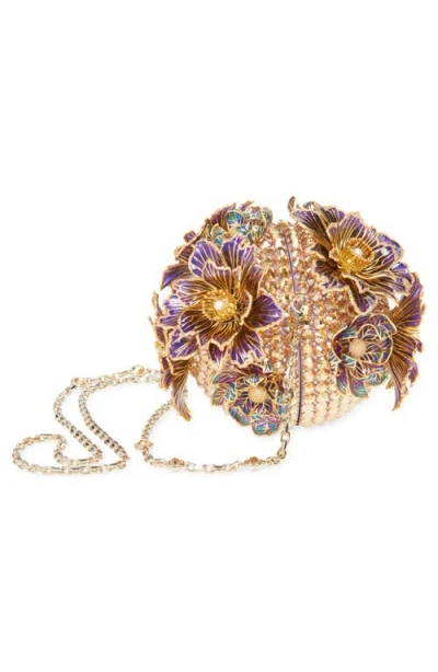 Judith Leiber Couture Glass Flowers Crystal Embellished Sphere Clutch In Champagne Prosecco Multi
