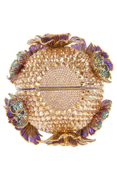 Judith Leiber Couture Glass Flowers Crystal Embellished Sphere Clutch In Champagne Prosecco Multi
