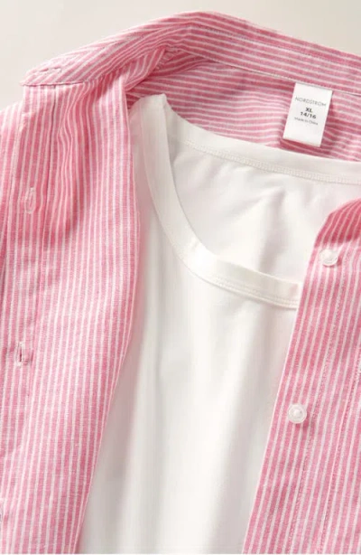 Nordstrom Kids' Stripe Button-up & Tank Set In Pink Boss Nova Stripe