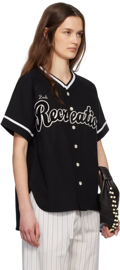 Bode Black Baseball Shirt In Black