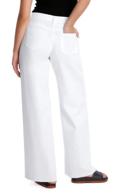 Hint Of Blu Happy Shaggy High Waist Raw Hem Wide Leg Jeans In White
