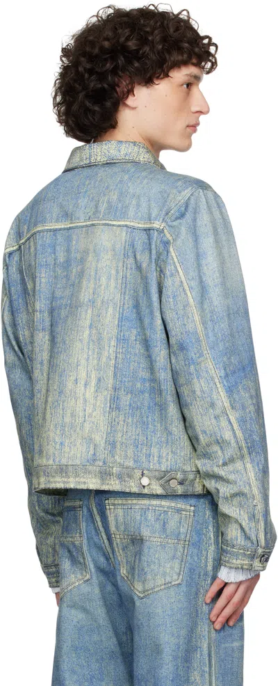 Camperlab Blue Paint Print Denim Jacket In Sand Blue