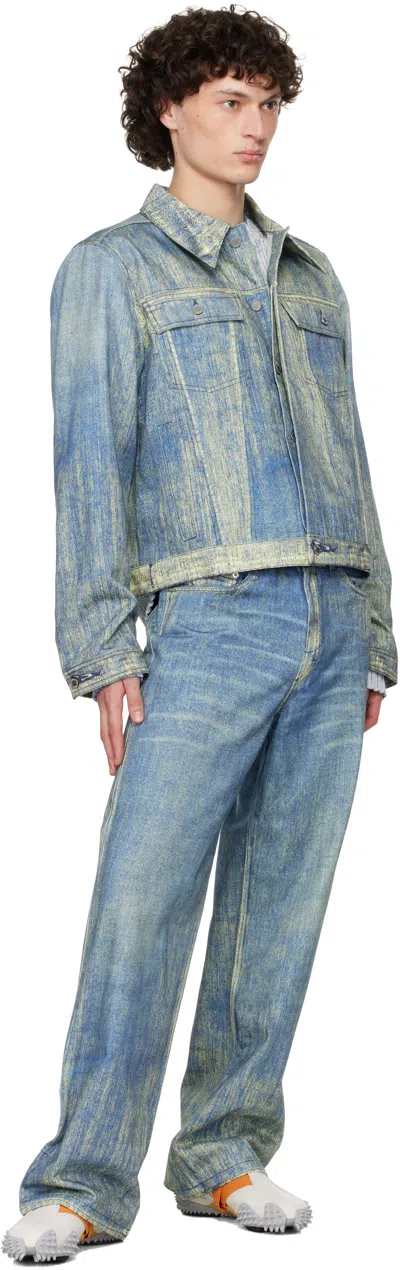 Camperlab Blue Paint Print Denim Jacket In Sand Blue