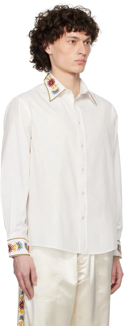 Bode Candyfloss Embroidered Cotton Oxford Shirt In White