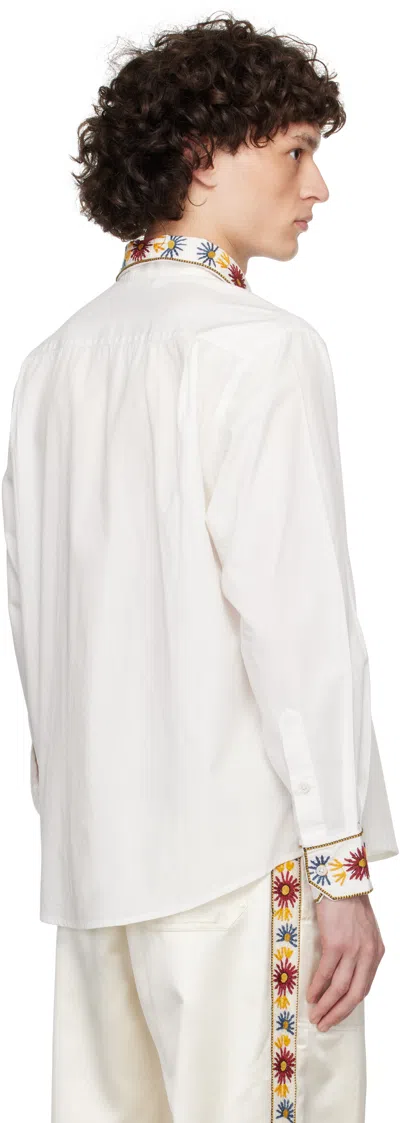 Bode Candyfloss Embroidered Cotton Oxford Shirt In White