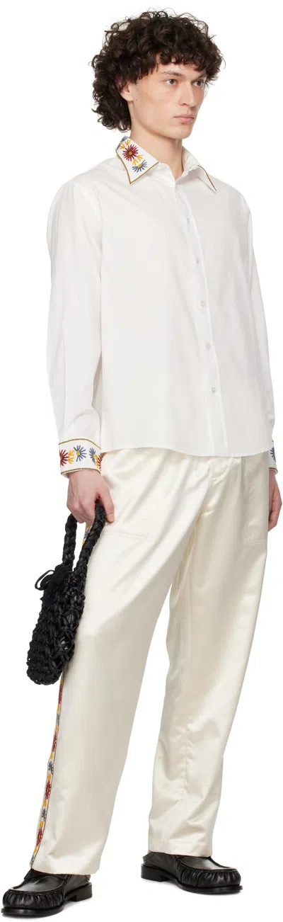 Bode Candyfloss Embroidered Cotton Oxford Shirt In White