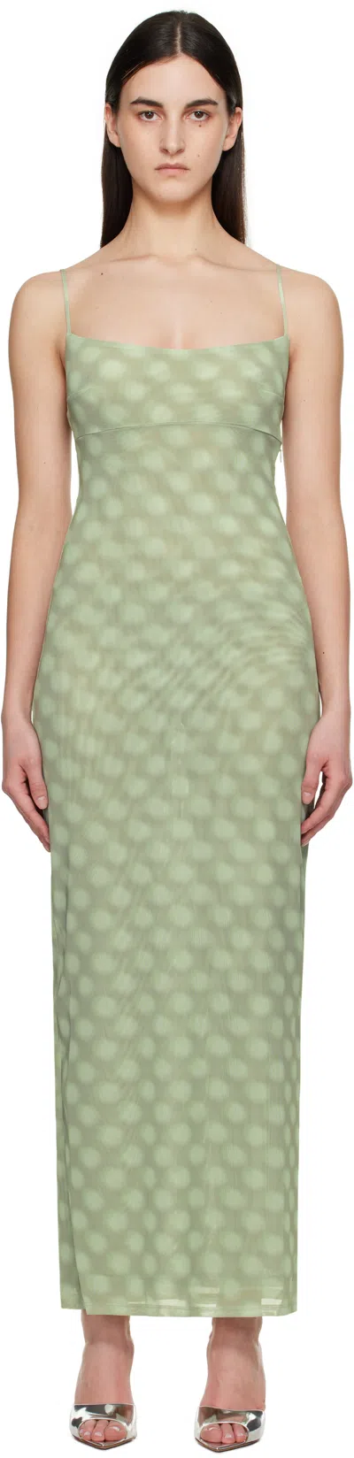 Miaou Green Thais Maxi Dress In Mint Blurred Dot
