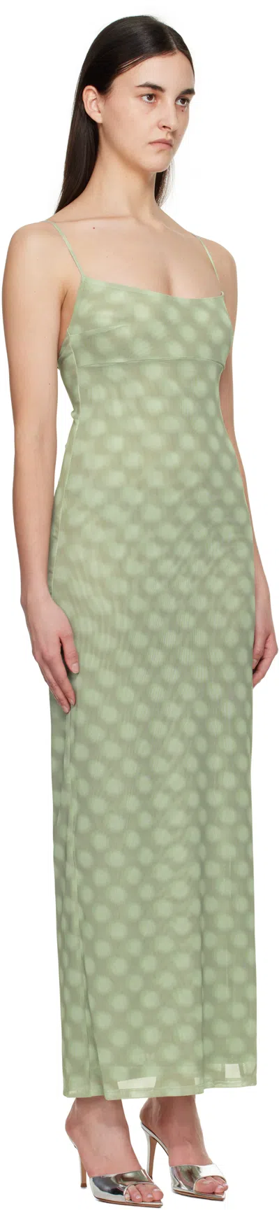 Miaou Green Thais Maxi Dress In Mint Blurred Dot