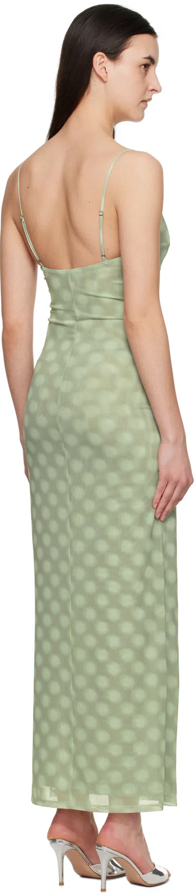 Miaou Green Thais Maxi Dress In Mint Blurred Dot