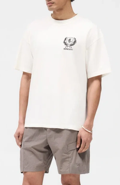 Represent White T-shirt With Logo Crest In Multicolor
