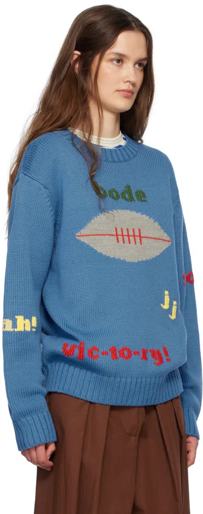 Bode Blue Spirit Sweater In Blue Blue