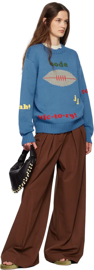 Bode Blue Spirit Sweater In Blue Blue