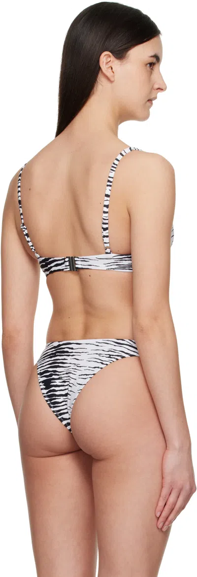 Miaou White & Black Cora Bikini Top In Zebra