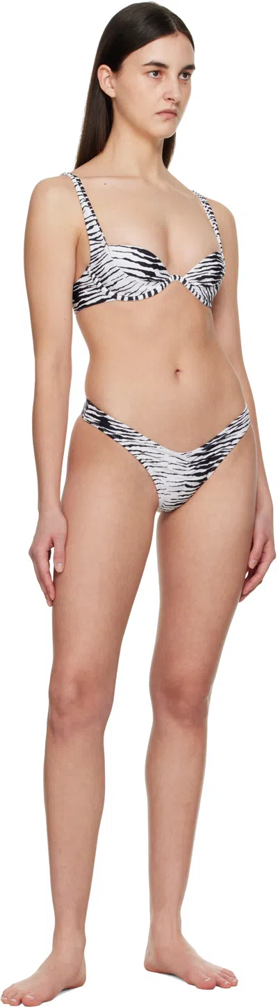 Miaou White & Black Cora Bikini Top In Zebra