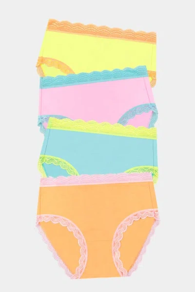 Stripe & Stare High Rise Knicker Four Pack In Neon Candy