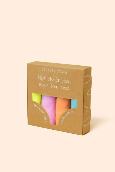 Stripe & Stare High Rise Knicker Four Pack In Neon Candy