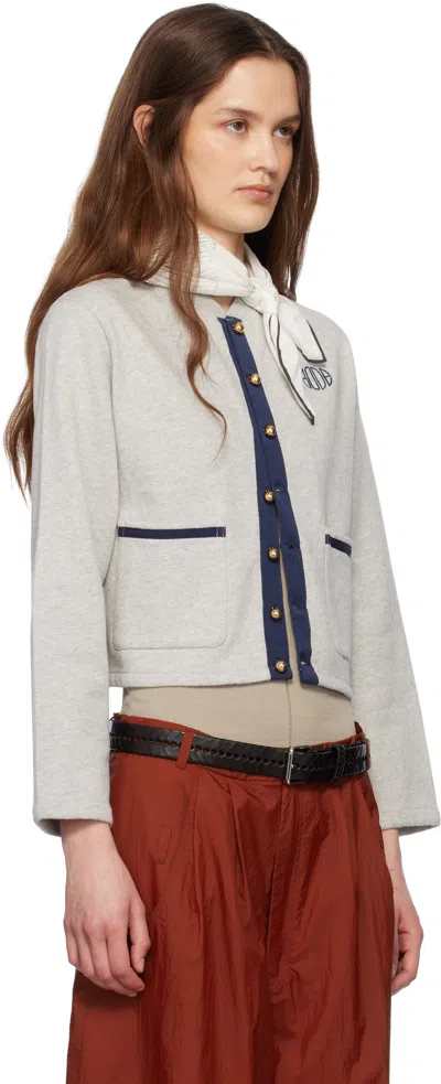 Bode Gray Heathered Cardigan In Grey Grey