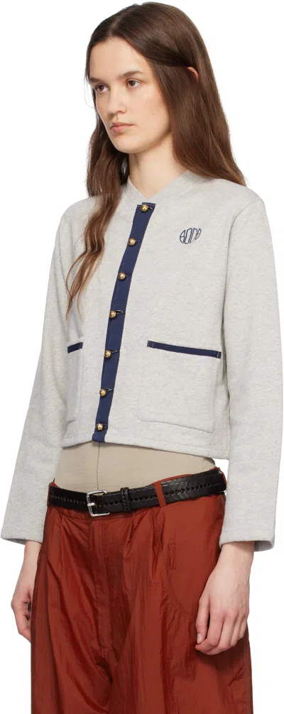 Bode Gray Heathered Cardigan In Grey Grey