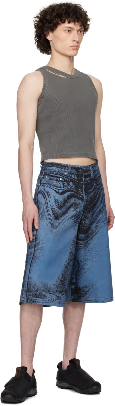 Camperlab Denim Shorts In Dark Blue-black