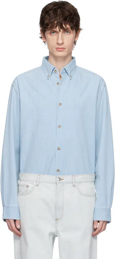 Apc A.p.c. Chemise Mathias In Iav Pale Blue