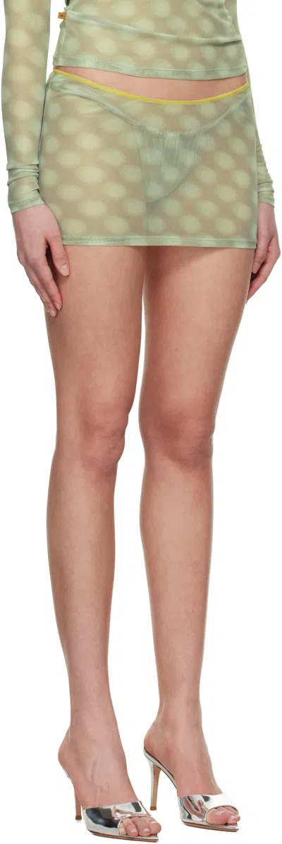 Miaou Green Elektra Miniskirt In Mint Blurred Dot
