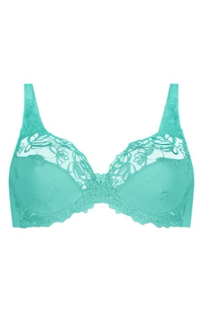 Hunkemoller Hunkemöller Diva Embrodiered Mesh Underwire Bra In Pool Blue
