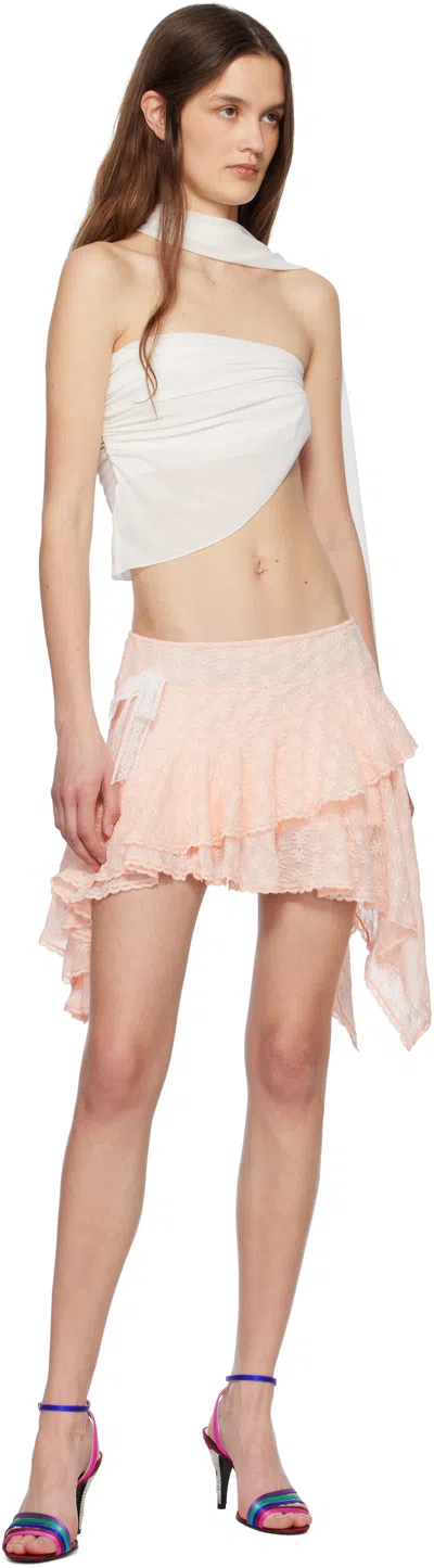 Yuhan Wang Pink Ruffled Lace Miniskirt In Pink