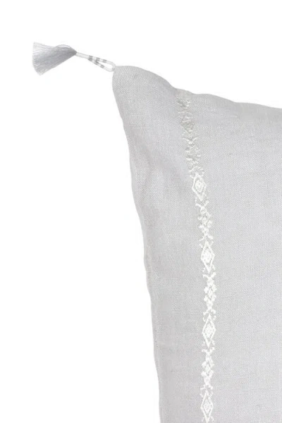 Anaya So Soft Linen Embroidered Stripes Pillow In Grey