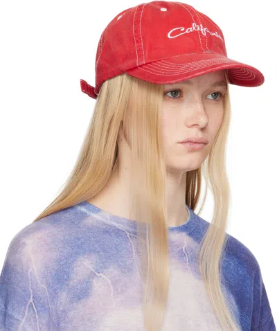 Erl California Embroidered Baseball Cap In 1 Red