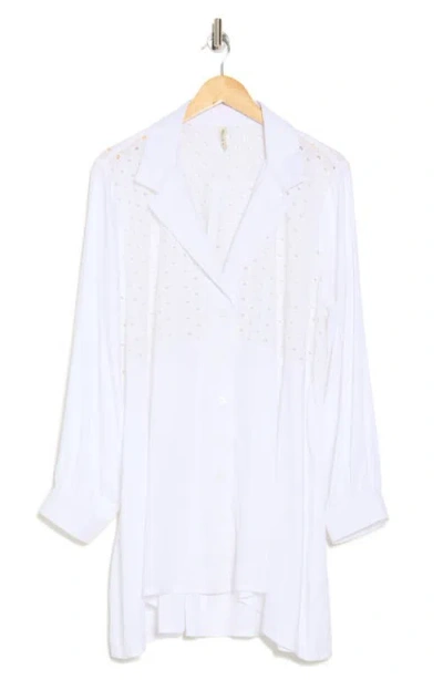 Boho Me Eyelet Button-up Shirt In White