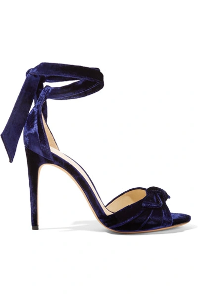 Shop Alexandre Birman Clarita Bow-embellished Velvet Sandals