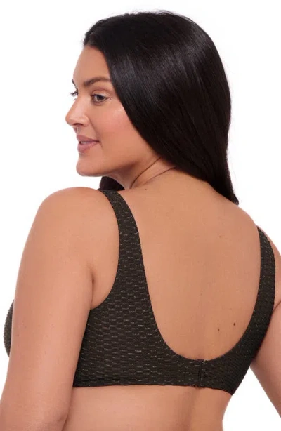 S3 Novelty Texture Wrap Bralette Swim Top In Onyx Black