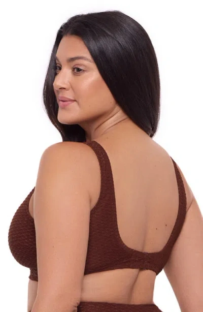 S3 Novelty Texture Wrap Bralette Swim Top In Sangria