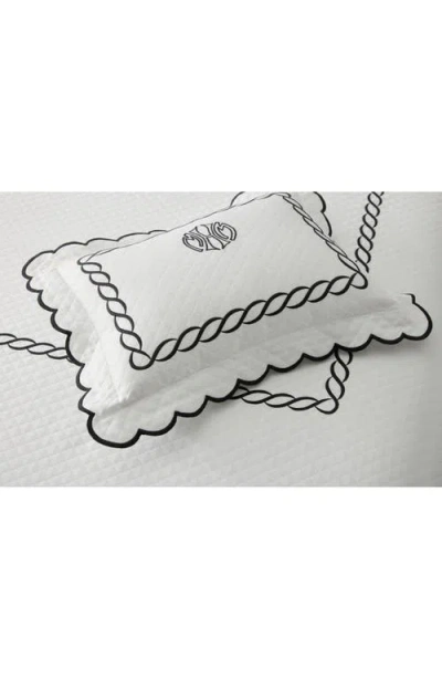 Matouk Classic Chain Scallop Matelasse King Coverlet In Pool/bone