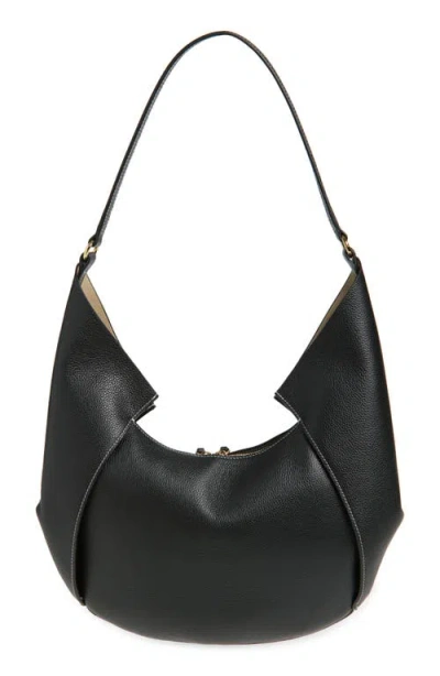 Ree Projects Large Riva Pebbled Leather Hobo Bag In Black