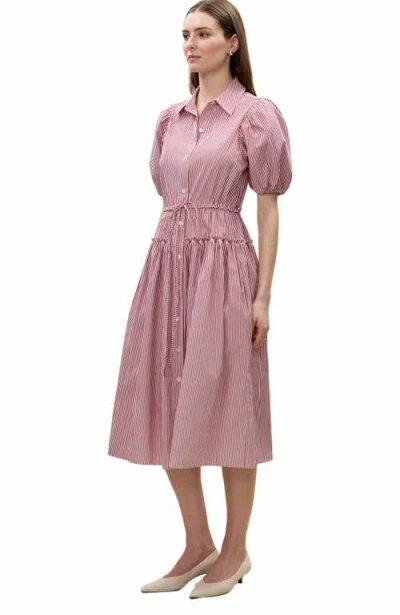Rebecca Taylor Poplin Shirt Dress In Red Stripe