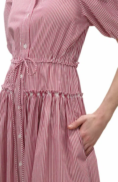 Rebecca Taylor Poplin Shirt Dress In Red Stripe