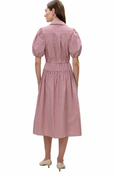 Rebecca Taylor Poplin Shirt Dress In Red Stripe