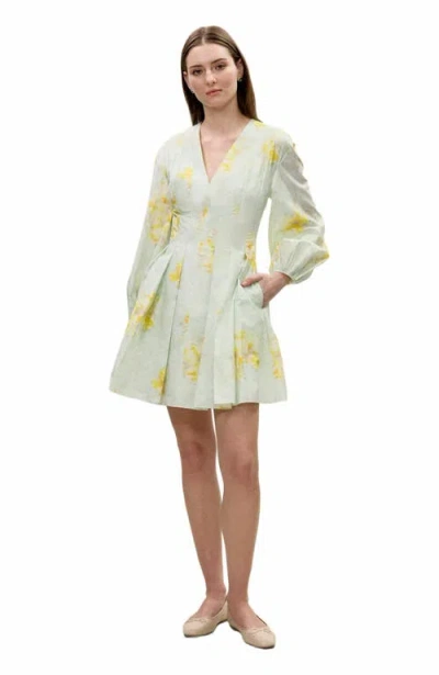 Rebecca Taylor Yara Poplin Dress In Sage Combo