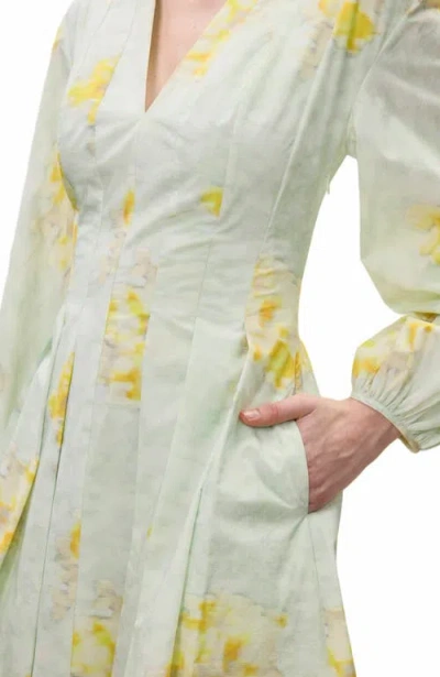 Rebecca Taylor Yara Poplin Dress In Sage Combo