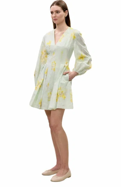 Rebecca Taylor Yara Poplin Dress In Sage Combo