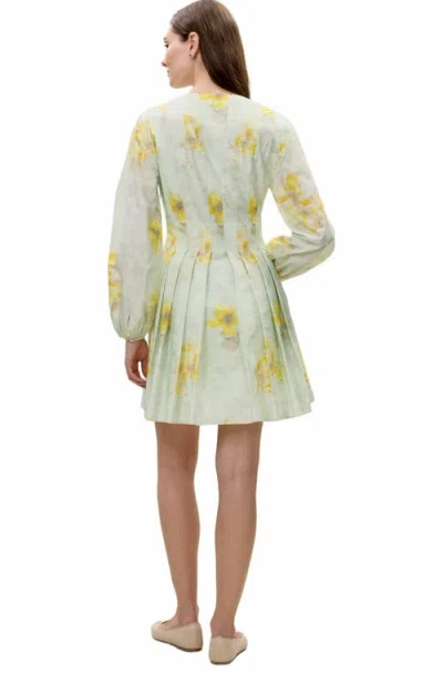 Rebecca Taylor Yara Poplin Dress In Sage Combo