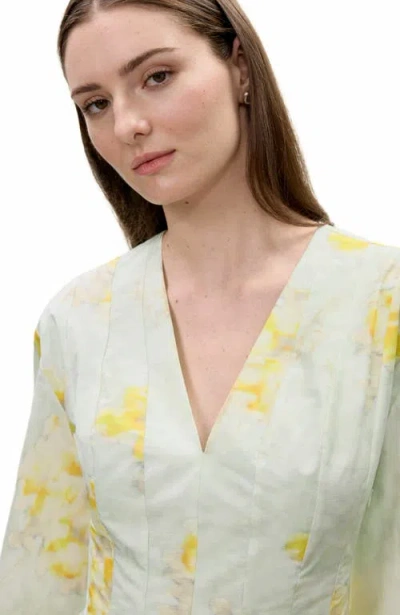 Rebecca Taylor Yara Poplin Dress In Sage Combo